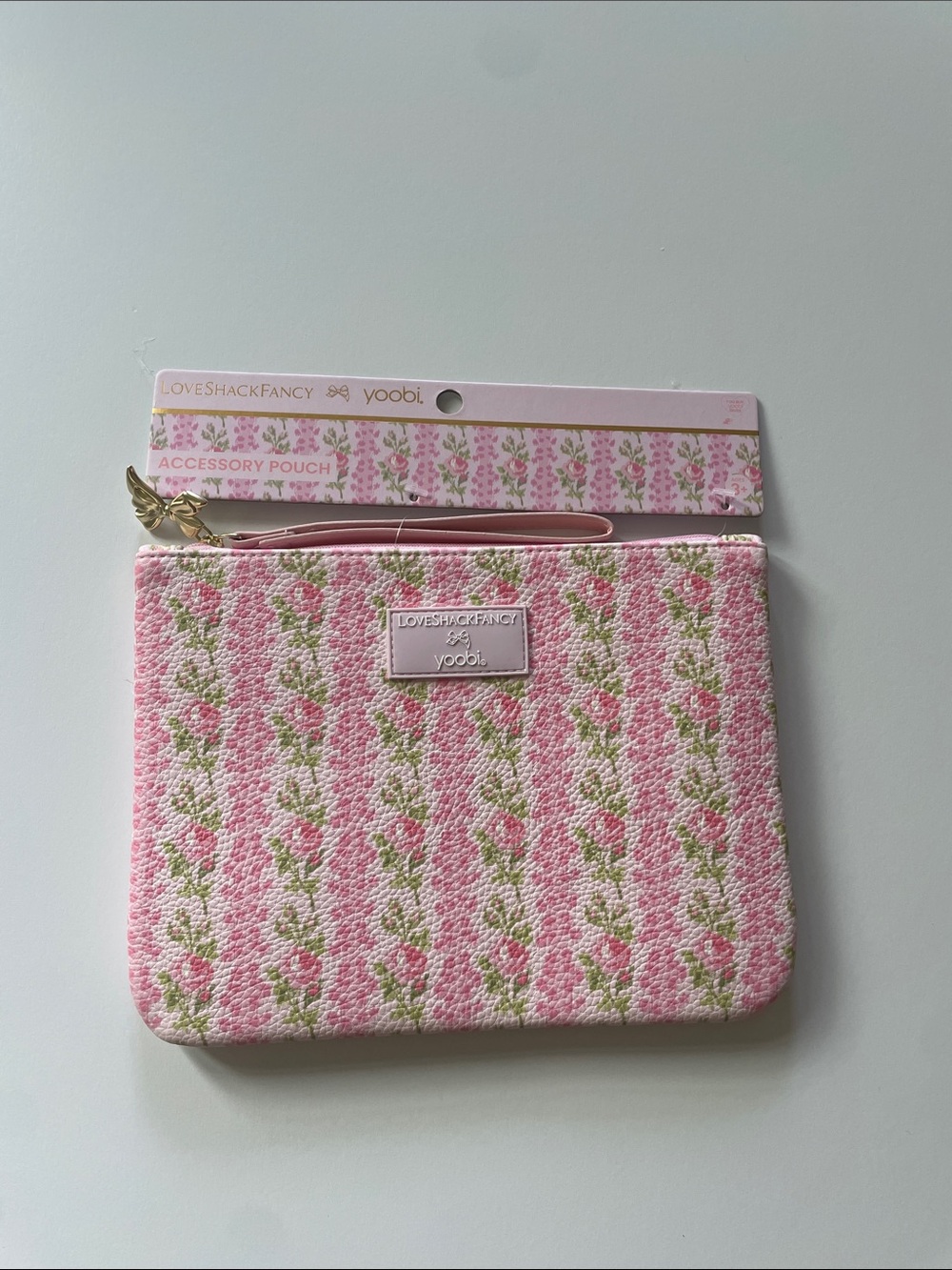 LoveShackFancy pink floral accessory pouch